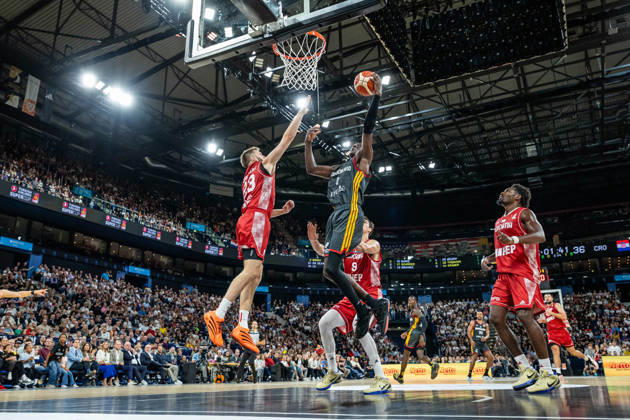 Basketball Hamburg, August 22, 2026 Turkish Airlines Supercup 2026 Final: Germany (GER) vs. Croatia (CRO) Isaac Bonga, Germany, No. 00