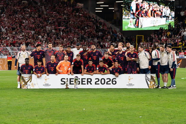 August 22, 2026, GER Germany, Soccer, 2026–2027 Season, Franz Beckenbauer Super Cup: Borussia Dortmund vs. FC Bayern Munich, Franz Beckenbauer Super Cup Champion 2026, FC Bayern Munich, Champions photo at Signal Iduna Park in Dortmund, North Rhine-Westphalia (NRW), Germany Copyright: xnordphotoxGmbHx xChristianxSchulzex