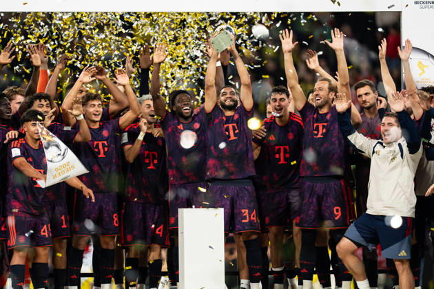 August 22, 2026, GER Germany, Soccer, 2026–2027 Season, Franz Beckenbauer Super Cup: Borussia Dortmund vs. FC Bayern Munich, Franz Beckenbauer Super Cup Champion 2026, FC Bayern Munich, winner s photo, Ismael Saibari of FC Bayern Munich, 34, holds up the trophy at Signal Iduna Park in Dortmund, North Rhine-Westphalia (NRW), Germany Copyright: xnordphotoxGmbHx xChristianxSchulzex