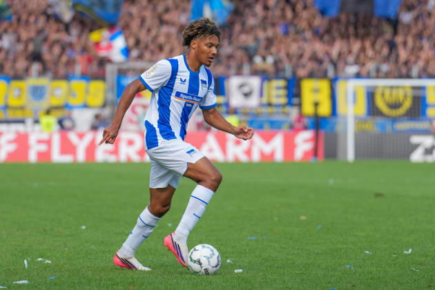 August 22, 2026, xydrx, Soccer, DFB Cup, 1 FC Saarbrücken vs. Hertha BSC, 2026–2027 season, Ludwigsparkstadion, Oluwaseun Adewumi, Hertha BSC, 19. DFB regulations prohibit any use of photographs as image sequences and or quasi-video Copyright: HMBxMedia YannisxDreimann