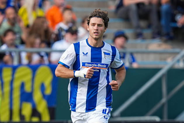 August 22, 2026, xydrx, Soccer, DFB Cup, 1 FC Saarbrücken vs. Hertha BSC, 2026–2027 season, Ludwigsparkstadion, Linus Gechter, Hertha BSC, 44 DFB regulations prohibit any use of photographs as image sequences and or quasi-video Copyright: HMBxMedia YannisxDreimann