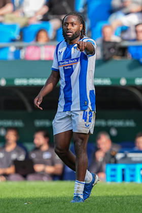 August 22, 2026, xydrx, Soccer, DFB Cup, 1 FC Saarbrücken vs. Hertha BSC, 2026–2027 season, Ludwigspark Stadium, Deyovaisio Zeefuik, Hertha BSC, 42 gesturing. DFB regulations prohibit any use of photographs as image sequences and or quasi-video. Copyright: HMBxMedia YannisxDreimann