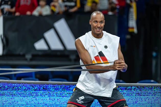 Basketball Hamburg, August 22, 2026 Turkish Airlines Super Cup 2026 Final: Germany (GER) vs. Croatia (CRO) Louis Olinde, Germany, No. 16