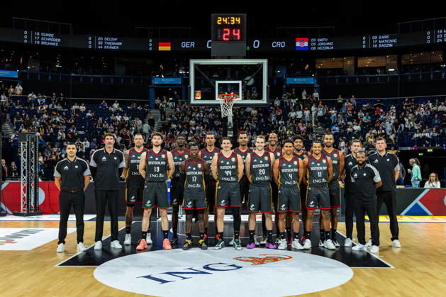 Basketball Hamburg, August 22, 2026 Turkish Airlines Supercup 2026 Final Germany GER Croatia CRO Team Germany Roberto Molina Romero (Germany), Assistant Coach Alex Mumbru (Germany), National Team Coach Daniel Theis (Germany), No. 10 Kay Patrick Bruhnke (Germany), No. 19 Isaac Bonga Germany, No. 00 Dennis Schröder Schroeder Germany, No. 17 Schröder Schroder Tristan Da Silva Germany, No. 05 David Krämer Germany, No. 44 Kraemer Kramer Oscar da Silva Germany, No. 01 Malte Delow Germany, No. 20 Louis Olinde Germany, No. 16 Maodo Lo Germany, No. 04 Kostja Mushidi Germany, No. 29 Nelson Weidemann Germany, No. 11 Johannes Thiemann Germany, No. 32 Alan Ibrahimagic Germany, Assistant Coach Sebastian Trzcionka Germany, Assistant Coach
