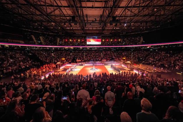 Basketball Hamburg, August 22, 2026; Turkish Airlines Supercup 2026 Final: Germany (GER) vs. Croatia (CRO); National Anthem; Barclays Arena, Hamburg; Sports Venue