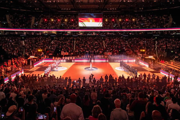 Basketball Hamburg, August 22, 2026; Turkish Airlines Supercup 2026 Final: Germany (GER) vs. Croatia (CRO); National Anthem; Barclays Arena, Hamburg; Sports Venue