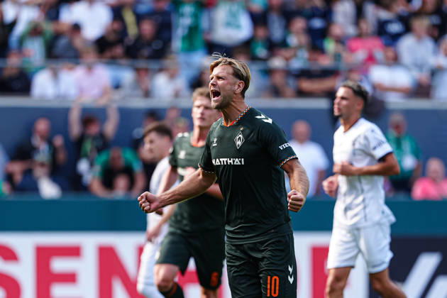 Goal celebration after Niclas Füllkrug scored the 0–2 goal on a penalty kick for SV Werder Bremen, August 10, Germany, Lüneburger SK Hansa vs. SV Werder Bremen, soccer, DFB Cup, 1st round, 2026–2027 season, August 22, 2026, Germany, Lüneburger SK Hansa vs. SV Werder Bremen, Soccer, DFB Cup, First Round, 2026–2027 Season, August 22, 2026, Hamburg Copyright: xEibner-Pressefoto MarcelxvonxFehrnx EP_MFN