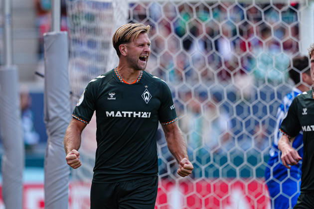 Goal celebration after Niclas Füllkrug scored the 0–2 goal on a penalty kick for SV Werder Bremen, August 10, Germany, Lüneburger SK Hansa vs. SV Werder Bremen, soccer, DFB Cup, 1st round, 2026–2027 season, August 22, 2026, Germany, Lüneburger SK Hansa vs. SV Werder Bremen, Soccer, DFB Cup, First Round, 2026–2027 Season, August 22, 2026, Hamburg Copyright: xEibner-Pressefoto MarcelxvonxFehrnx EP_MFN