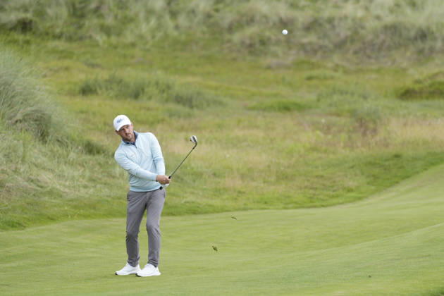 BALMEDIE, SCOTLAND - AUG 23: Lukas Nemecz (AUT) chips to the 3rd green during Round 4 at the 2026 Nexo Championship at the Trump International Golf Links, Balmedie on August 23, 2026 in Aberdeenshire, Scotland The 2026 Nexo Championship