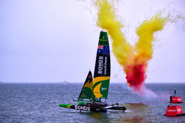 GER, Sail GP, Rockwool Germany Sail Grand Prix, Sassnitz, August 22–23, 2026, Germany, Saturday, August 23, 2026, Race Day 2, BONDS FLYING ROOS Sail GP Team Australia driver Tom Slingsby wins the final race, GER, Sail GP, Rockwool Germany Sail Grand Prix, Sassnitz, August 22–23, 2026, Germany, Saturday, August 23, 2026, Race Day 2, Copyright: xClaudiusxRauchx