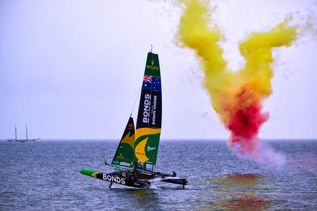 GER, Sail GP, Rockwool Germany Sail Grand Prix, Sassnitz, August 22–23, 2026, Germany, Saturday, August 23, 2026, Race Day 2, BONDS FLYING ROOS Sail GP Team Australia driver Tom Slingsby wins the final race, GER, Sail GP, Rockwool Germany Sail Grand Prix, Sassnitz, August 22–23, 2026, Germany, Saturday, August 23, 2026, Race Day 2, Copyright: xClaudiusxRauchx