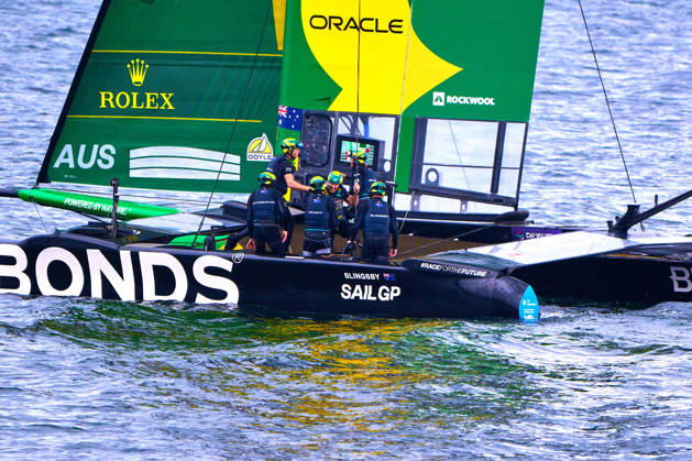 GER, Sail GP, Rockwool Germany Sail Grand Prix, Sassnitz, August 22–23, 2026, Germany, Saturday, August 23, 2026, Race Day 2, BONDS FLYING ROOS Sail GP Team Australia driver Tom Slingsby wins the final race, GER, Sail GP, Rockwool Germany Sail Grand Prix, Sassnitz, August 22–23, 2026, Germany, Saturday, August 23, 2026, Race Day 2, Copyright: xClaudiusxRauchx