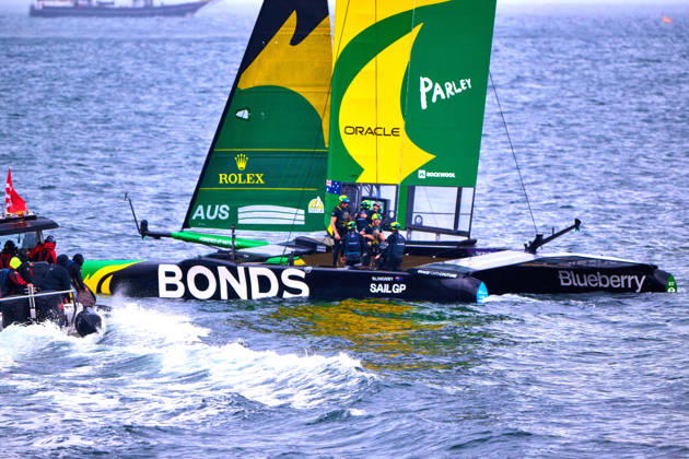 GER, Sail GP, Rockwool Germany Sail Grand Prix, Sassnitz, August 22–23, 2026, Germany, Saturday, August 23, 2026, Race Day 2, BONDS FLYING ROOS Sail GP Team Australia driver Tom Slingsby wins the final race, GER, Sail GP, Rockwool Germany Sail Grand Prix, Sassnitz, August 22–23, 2026, Germany, Saturday, August 23, 2026, Race Day 2, Copyright: xClaudiusxRauchx
