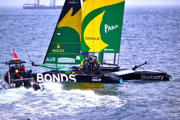 GER, Sail GP, Rockwool Germany Sail Grand Prix, Sassnitz, August 22–23, 2026, Germany, Saturday, August 23, 2026, Race Day 2, BONDS FLYING ROOS Sail GP Team Australia driver Tom Slingsby wins the final race, GER, Sail GP, Rockwool Germany Sail Grand Prix, Sassnitz, August 22–23, 2026, Germany, Saturday, August 23, 2026, Race Day 2, Copyright: xClaudiusxRauchx