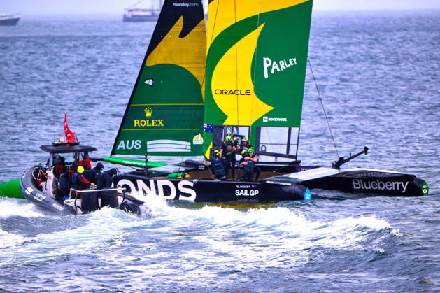 GER, Sail GP, Rockwool Germany Sail Grand Prix, Sassnitz, August 22–23, 2026, Germany, Saturday, August 23, 2026, Race Day 2, BONDS FLYING ROOS Sail GP Team Australia driver Tom Slingsby wins the final race, GER, Sail GP, Rockwool Germany Sail Grand Prix, Sassnitz, August 22–23, 2026, Germany, Saturday, August 23, 2026, Race Day 2, Copyright: xClaudiusxRauchx
