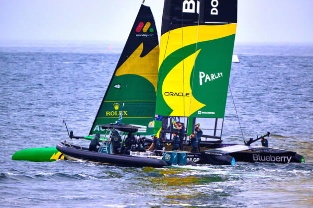 GER, Sail GP, Rockwool Germany Sail Grand Prix, Sassnitz, August 22–23, 2026, Germany, Saturday, August 23, 2026, Race Day 2, BONDS FLYING ROOS Sail GP Team Australia driver Tom Slingsby wins the final race, GER, Sail GP, Rockwool Germany Sail Grand Prix, Sassnitz, August 22–23, 2026, Germany, Saturday, August 23, 2026, Race Day 2, Copyright: xClaudiusxRauchx