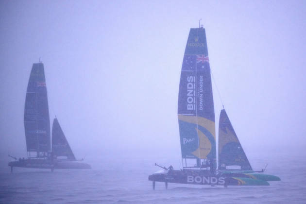 GER, Sail GP, Rockwool Germany Sail Grand Prix, Sassnitz, August 22–23, 2026, Germany, Saturday, August 23, 2026, Race Day 2, BONDS FLYING ROOS Sail GP Team Australia driver Tom Slingsby, BLACK FOILS Sail GP Team New Zealand driver Peter Burling, in the final race, GER, Sail GP, Rockwool Germany Sail Grand Prix, Sassnitz, August 22–23, 2026, Germany, Saturday, August 23, 2026, Race Day 2, Copyright: xClaudiusxRauchx