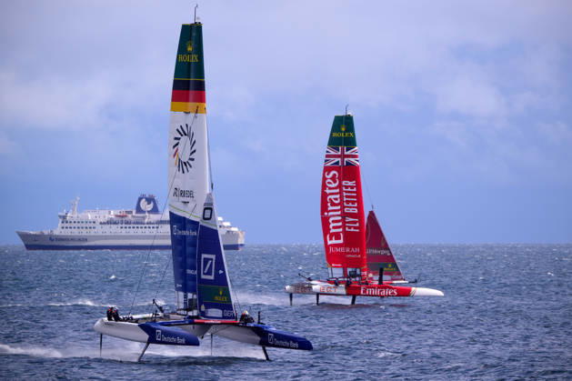 GER, Sail GP, Rockwool Germany Sail Grand Prix, Sassnitz, August 22–23, 2026, Germany, Saturday, August 23, 2026, Race Day 2, GERMANY BY DEUTSCHE BANK Sail GP Team Germany Driver Erik Kosegarten Heil, EMIRATES GBR Sail GP Team Great Britain Driver Dylan Fletcher, GER, Sail GP, Rockwool Germany Sail Grand Prix, Sassnitz, August 22–23, 2026, Germany, Saturday, August 23, 2026, Race Day 2, Copyright: xClaudiusxRauchx