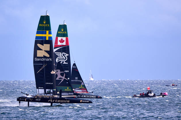 GER, Sail GP, Rockwool Germany Sail Grand Prix, Sassnitz, August 22–23, 2026, Germany, Saturday, August 23, 2026, Race Day 2, ARTEMIS Sail GP Team Sweden, Driver Nathan Outteridge; NORTHSTAR Sail GP Team Canada, Driver Giles Scott, GER, Sail GP, Rockwool Germany Sail Grand Prix, Sassnitz, August 22–23, 2026, Germany, Saturday, August 23, 2026, Race Day 2, Copyright: xClaudiusxRauchx