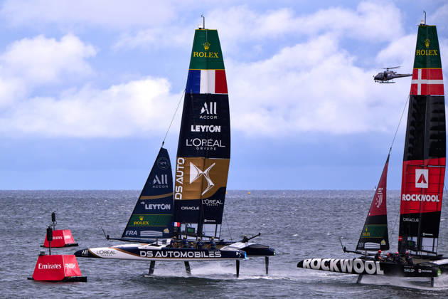 GER, Sail GP, Rockwool Germany Sail Grand Prix, Sassnitz, August 22–23, 2026, Germany, Saturday, August 23, 2026, Race Day 2, DS AUTOMOBILES FRA Sail GP Team France Driver Quentin Delapierre, ROCKWOOL RACING Sail GP Team Denmark Driver Nicolai Sehested, GER, Sail GP, Rockwool Germany Sail Grand Prix, Sassnitz, August 22–23, 2026, Germany, Saturday, August 23, 2026, Race Day 2, Copyright: xClaudiusxRauchx