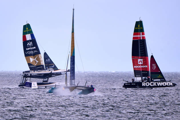 GER, Sail GP, Rockwool Germany Sail Grand Prix, Sassnitz, August 22–23, 2026, Germany, Saturday, August 23, 2026, Race Day 2, DS AUTOMOBILES FRA Sail GP Team France Driver Quentin Delapierre, MUBADALA BRAZIL Sail GP Team Brazil Driver Martine Grael, ROCKWOOL RACING Sail GP Team Denmark Driver Nicolai Sehested, GER, Sail GP, Rockwool Germany Sail Grand Prix, Sassnitz, August 22–23, 2026, Germany, Saturday, August 23, 2026, Race Day 2, Copyright: xClaudiusxRauchx