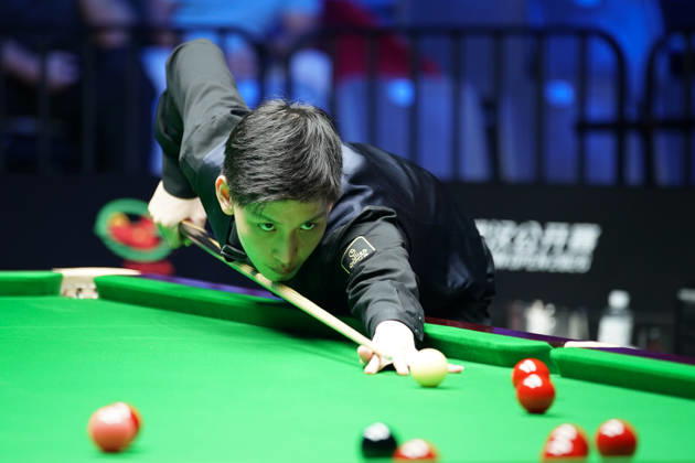 WUHAN, CHINA - AUGUST 23: Wang Xinbo of China plays a shot during the Round of 64 match against Xiao Guodong at the Wuhan Open 2026 on August 23, 2026 in Wuhan, Hubei Province of China. Xiao Guodong defeated Wang Xinbo 5-0 to advance to the Round of 32.  Copyright: xTaixChengzhex 111661673577
