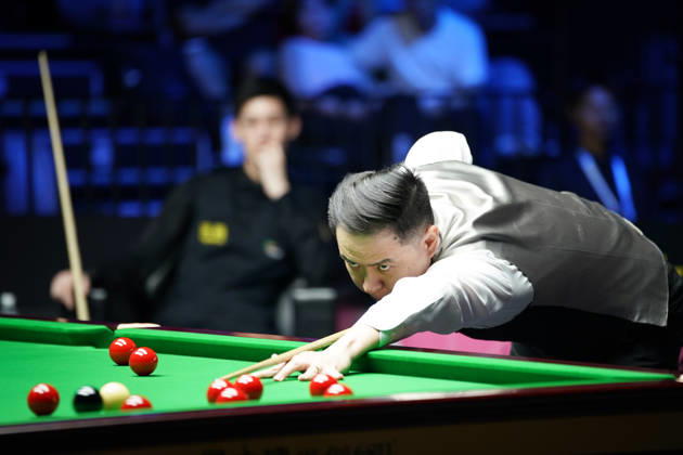 WUHAN, CHINA - AUGUST 23: Xiao Guodong of China plays a shot during his 5-0 victory over Wang Xinbo of China in the round of 64 at the 2026 Wuhan Snooker Open on August 23, 2026 in Wuhan, Hubei Province of China.  Copyright: xTaixChengzhex 111661673575