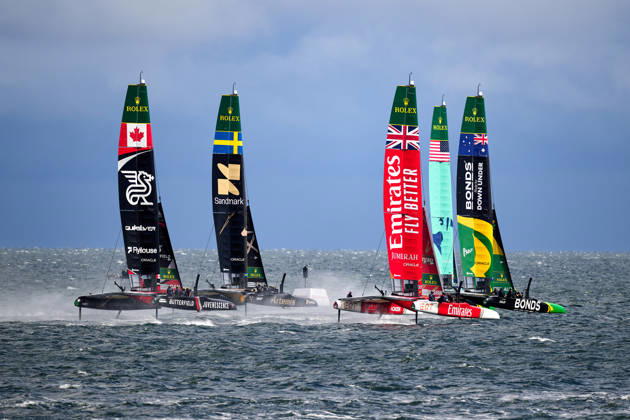 GER, Sail GP, Rockwool Germany Sail Grand Prix, Sassnitz, August 22–23, 2026, Germany, Saturday, August 23, 2026, Race Day 2, BONDS FLYING ROOS Sail GP Team Australia Driver Tom Slingsby, U.S. SAIL GP TEAM United States Driver Taylor Canfield, EMIRATES GBR Sail GP Team Great Britain Driver Dylan Fletcher, ARTEMIS Sail GP Team Sweden, Driver Nathan Outteridge, NORTHSTAR Sail GP Team Canada, Driver Giles Scott, GER, Sail GP, Rockwool Germany Sail Grand Prix, Sassnitz, August 22–23, 2026, Germany, Saturday, August 23, 2026, Race Day 2, Copyright: xClaudiusxRauchx