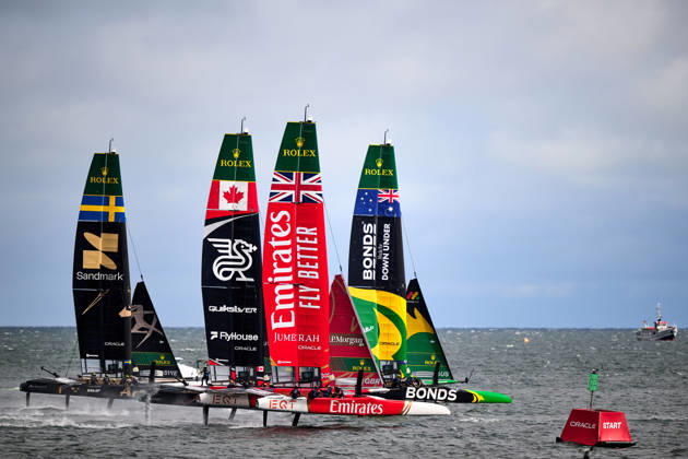 GER, Sail GP, Rockwool Germany Sail Grand Prix, Sassnitz, August 22–23, 2026, Germany, Saturday, August 23, 2026, Race Day 2, BONDS FLYING ROOS Sail GP Team Australia Driver Tom Slingsby, EMIRATES GBR Sail GP Team Great Britain Driver Dylan Fletcher, NORTHSTAR Sail GP Team CANADA Driver Giles Scott, ARTEMIS Sail GP Team Sweden Driver Nathan Outteridge, GER, Sail GP, Rockwool Germany Sail Grand Prix, Sassnitz, August 22–23, 2026, Germany, Saturday, August 23, 2026, Race Day 2, Copyright: xClaudiusxRauchx