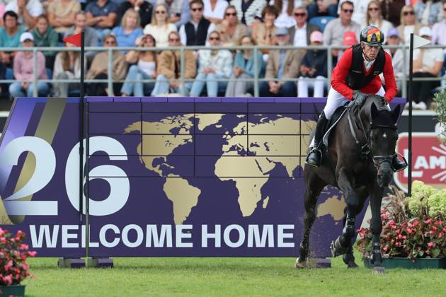 Marcus Ehning (GER), Germany, riding Coolio 42 at the World Championships in Jumping, World Championships in Wall Jumping, World Championships in Obstacle Jumping; Coolio loses his horseshoe; Jumping; FEI Jumping World Championships; FEI Jumping World Championship, Individual Final, Longines Prize, Longines Award, Individual Final, Jumping, AACHEN FEI World Championships 2026, World Equestrian Festival, 2026 World Equestrian Games, Aachen 2026, Welcome Home 2026, Aachen Soers, August 11–23, 2026, Equestrian Sports, August 23, 2026, Aachen Soers, Germany