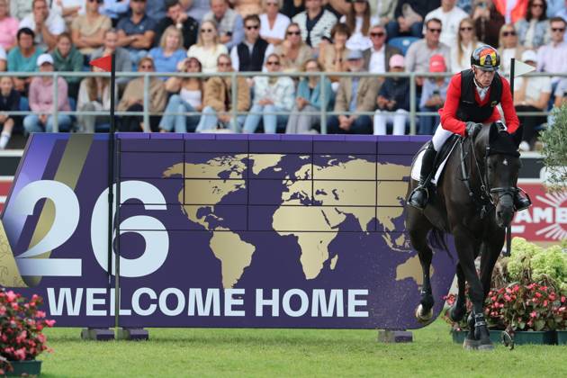 Marcus Ehning (GER), Germany, riding Coolio 42 at the World Championships in Jumping, World Championships in Wall Jumping, World Championships in Obstacle Jumping; Coolio loses his horseshoe; Jumping; FEI Jumping World Championships; FEI Jumping World Championship, Individual Final, Longines Prize, Longines Award, Individual Final, Jumping, AACHEN FEI World Championships 2026, World Equestrian Festival, 2026 World Equestrian Games, Aachen 2026, Welcome Home 2026, Aachen Soers, August 11–23, 2026, Equestrian Sports, August 23, 2026, Aachen Soers, Germany