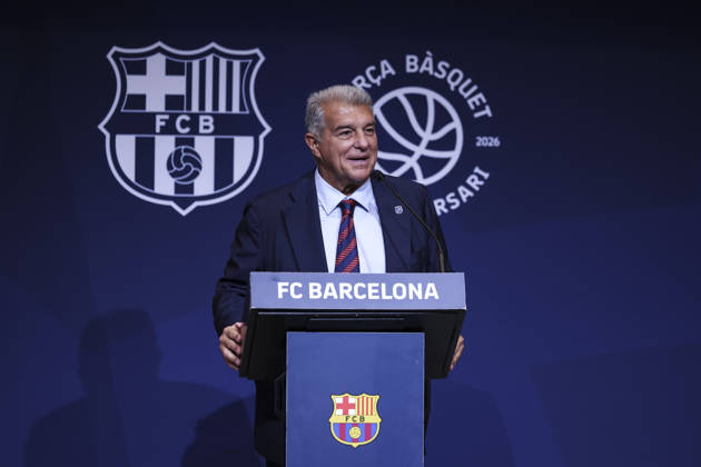August 24, 2026, Barcelona, Barcelona, Spain: Joan Laporta, President of FC Barcelona, Barca speak during presentation of the Centenary events of the FC Barcelona Basketball section at Auditori 1899 on August 24, 2026 in Barcelona, Spain. Barcelona Spain - ZUMAa181 20260824_zaa_a181_019 Copyright: xJavierxBorregox