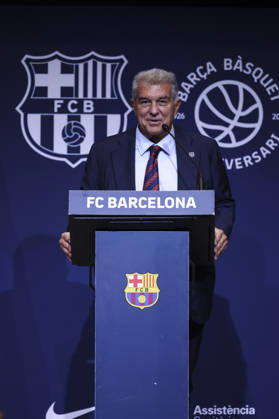 August 24, 2026, Barcelona, Barcelona, Spain: Joan Laporta, President of FC Barcelona, Barca speak during presentation of the Centenary events of the FC Barcelona Basketball section at Auditori 1899 on August 24, 2026 in Barcelona, Spain. Barcelona Spain - ZUMAa181 20260824_zaa_a181_024 Copyright: xJavierxBorregox