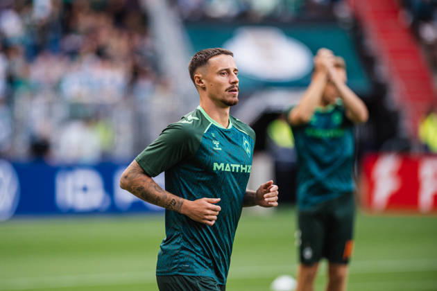 DFB Cup: Lüneburger SK vs. SV Werder Bremen, August 22, 2026; Marco Friedl of SV Werder Bremen, age 32, warming up; soccer, DFB Cup, First Round: Lüneburger SK vs. SV Werder Bremen on August 22, 2026, at Millerntor Stadium, Hamburg. DFB regulations prohibit any use of photographs as image sequences and or quasi-video. Copyright: xBEAUTIFULxSPORTS Tonhäuserx
