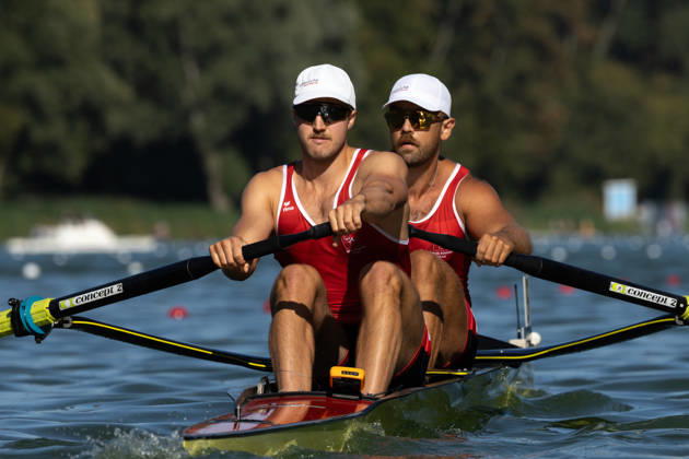 RECORD DATE NOT STATED 24th August 2026; Bosbaan, Amsterdam, Holland, Netherlands; 2026 World Rowing Championships, Day One; Hear Race; Switzerland Mens Pair (M2-) with Jonah Plock and Patrick Brunner AnthonyxBenoit