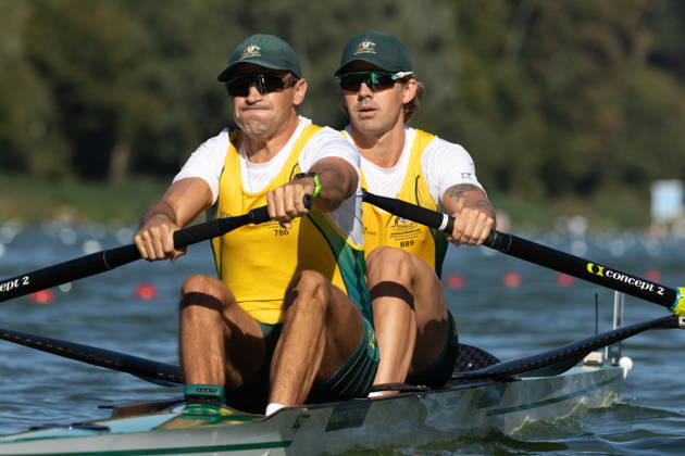 RECORD DATE NOT STATED 24th August 2026; Bosbaan, Amsterdam, Holland, Netherlands; 2026 World Rowing Championships, Day One; Heat Race; Australia Mens Pair (M2-) with Angus Dawson and Alex Hill AnthonyxBenoit