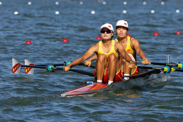 RECORD DATE NOT STATED 24th August 2026; Bosbaan, Amsterdam, Holland, Netherlands; 2026 World Rowing Championships, Day One; Heat Race; China Womens Double Sculls (W2x) with Xinyu Zhang and Shuangmei Shen AnthonyxBenoit