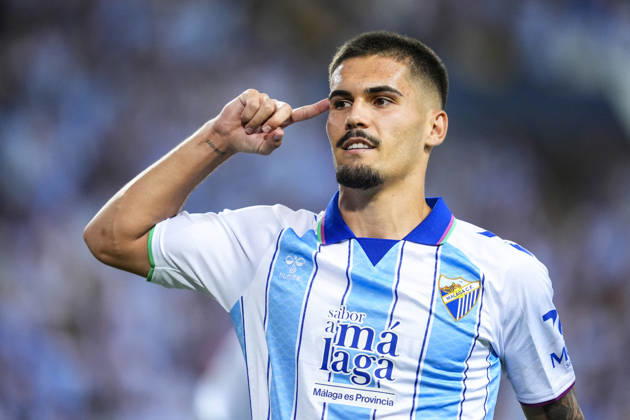 August 24, 2026, Malaga, Malaga, Spain: Chupe of Malaga CF celebrates a goal during the Spanish league, LaLiga EA Sports, football match played between Malaga CF and RC Deportivo at La Rosaleda stadium on August 24, 2026, in Malaga, Spain. Malaga CF V RC Deportivo - LaLiga EA Sports  - ZUMAa181 20260824_zaa_a181_133 Copyright: xJoaquinxCorcherox