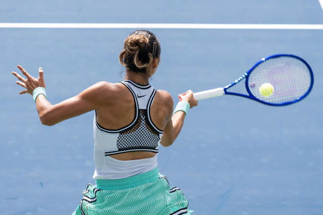 2026 US Open Championship NEW YORK, UNITED STATES - AUGUST 24: Qinwen Zheng returns ball during a women s qualifying singles match 1st round of the 2026 US Open Championship at USTA Billie Jean King National Tennis Center on August 24, 2026 in Flushing, NY. Qinwen Zheng won in straight sets. Lev Radin Anadolu New york United States. Editorial use only. Please get in touch for any other usage.  Copyright: x2026xAnadoluxLevxRadinx