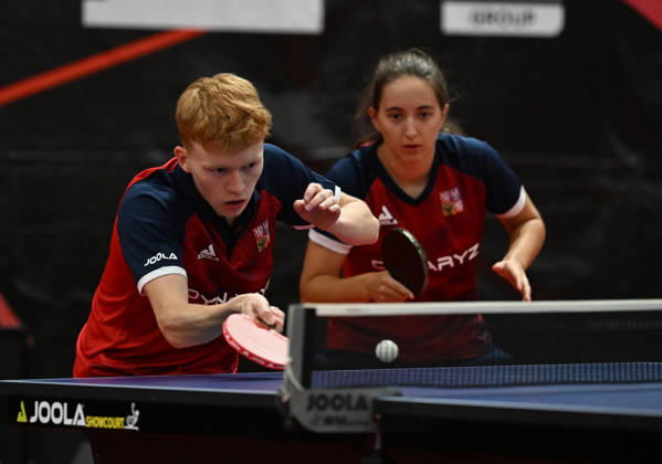 Second round of qualification mixed doubles of Table tennis, Tischtennis during the WTT Feeder Olomouc, Czech Republic, August 25, 2026. Jana Vasenkova and Jan Skalda of Czech Republic. (CTKxPhoto LudekxPerina) CTKPhotoP2026082502425  CTKPhotoP2026082502425