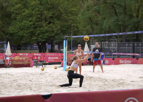 August 25, 2026, Dortmund, Ruhr Region, North Rhine-Westphalia: The German Beach Volleyball Championships are being held in Dortmund for the first time. Preparations are nearly complete; Center Court offers seating for 6,500 spectators, and the preliminary rounds will be played on two additional courts, the side courts. After 33 years, the event has moved from Timmendorfer Strand to the Ruhr region, specifically to Revierpark Wischlingen. The championship runs from August 27 to 30. The women’s players are practicing on one of the side courts