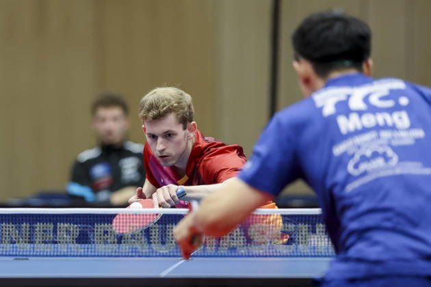 Cedric Meissner of TTC Schwalbe Bergneustadt and Fan Bo Meng of TTC RhoenSprudel Fulda Maberzell battle for the ball during the Men s Table Tennis Bundesliga Match 1 between TTC Schwalbe Bergneustadt and TTC RhoenSprudel Fulda Maberzell, Burstenhalle on August 25, 2026, in Bergneustadt, Germany. Photo by Marco Steinbrenner, DeFodi Images. Cedric Meissner of TTC Schwalbe Bergneustadt and Fan Bo Meng of TTC RhoenSprudel Fulda Maberzell battle for the ball during the 1st Men’s Table Tennis Bundesliga match between TTC Schwalbe Bergneustadt and TTC RhoenSprudel Fulda Maberzell at the Burstenhalle on August 25, 2026, in Bergneustadt, Germany. Photo by Marco Steinbrenner, DeFodi Images. Photo by Marco Steinbrenner, DeFodi Images