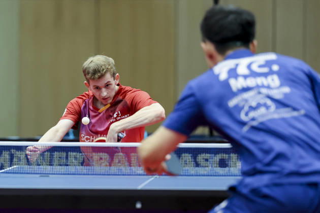 Cedric Meissner of TTC Schwalbe Bergneustadt and Fan Bo Meng of TTC RhoenSprudel Fulda Maberzell battle for the ball during the Men s Table Tennis Bundesliga Match 1 between TTC Schwalbe Bergneustadt and TTC RhoenSprudel Fulda Maberzell, Burstenhalle on August 25, 2026, in Bergneustadt, Germany. Photo by Marco Steinbrenner, DeFodi Images. Cedric Meissner of TTC Schwalbe Bergneustadt and Fan Bo Meng of TTC RhoenSprudel Fulda Maberzell battle for the ball during the 1st Men’s Table Tennis Bundesliga match between TTC Schwalbe Bergneustadt and TTC RhoenSprudel Fulda Maberzell at the Burstenhalle on August 25, 2026, in Bergneustadt, Germany. Photo by Marco Steinbrenner, DeFodi Images. Photo by Marco Steinbrenner, DeFodi Images
