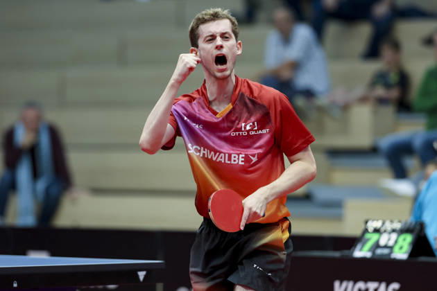 Cedric Meissner of TTC Schwalbe Bergneustadt celebrates during the Men s Table Tennis Bundesliga match between TTC Schwalbe Bergneustadt and TTC RhoenSprudel Fulda Maberzell, Burstenhalle on August 25, 2026, in Bergneustadt, Germany. Photo by Marco Steinbrenner, DeFodi Images. Cedric Meissner of TTC Schwalbe Bergneustadt cheers during the 1st Men’s Table Tennis Bundesliga match between TTC Schwalbe Bergneustadt and TTC RhoenSprudel Fulda Maberzell at the Burstenhalle on August 25, 2026 in Bergneustadt, Germany Photo by Marco Steinbrenner, DeFodi Images Photo by Marco Steinbrenner, DeFodi Images