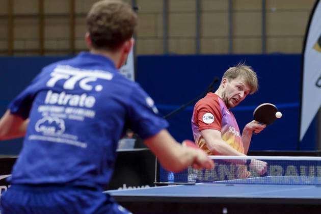Andrei Teodor Istrate of TTC RhoenSprudel Fulda Maberzell and Benedikt Duda of TTC Schwalbe Bergneustadt battle for the ball during the Men s Table Tennis Bundesliga match between TTC Schwalbe Bergneustadt and TTC RhoenSprudel Fulda Maberzell, Burstenhalle on August 25, 2026, in Bergneustadt, Germany Photo by Marco Steinbrenner DeFodi Images Andrei Teodor Istrate of TTC RhoenSprudel Fulda Maberzell and Benedikt Duda of TTC Schwalbe Bergneustadt battle for the ball during the 1st Men’s Table Tennis Bundesliga match between TTC Schwalbe Bergneustadt and TTC RhoenSprudel Fulda Maberzell at the Burstenhalle on August 25, 2026, in Bergneustadt, Germany. Photo by Marco Steinbrenner, DeFodi Images. Photo by Marco Steinbrenner, DeFodi Images