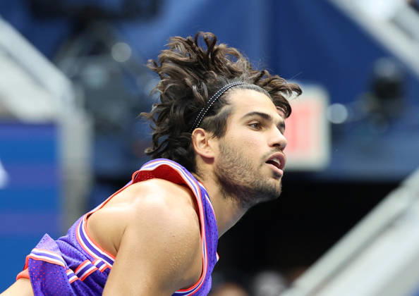 August 25, 2026, New York City, New York, USA: CARLOS ALCARAZ of Spain during the match in the first round mixed doubles of US Open with S. Williams of USA against E. Routliffe of New Zealand and L. Glasspool of Great Britain. New York, USA. New York City USA - ZUMAc278 20260825_zsp_c278_031 Copyright: xMarcinxCholewinskix