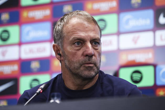 August 26, 2026, Sant Joan Despi, Barcelona, Spain: Hansi Flick, head coach of FC Barcelona, Barca attends his press conference, PK, Pressekonferenz during the training day of FC Barcelona ahead the Spanish League, LaLiga EA Sports, football match against Athletic Club at Ciudad Esportiva Joan Gamper on August 26, 2026 in Sant Joan Despi, Barcelona, Spain. FC Barcelona Training And Press Conference - LaLiga EA Sports  - ZUMAa181 20260826_zaa_a181_044 Copyright: xJavierxBorregox