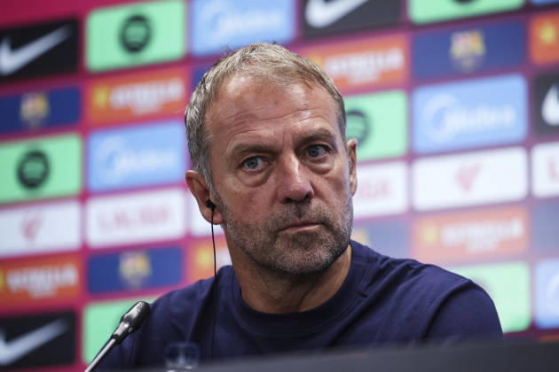 August 26, 2026, Sant Joan Despi, Barcelona, Spain: Hansi Flick, head coach of FC Barcelona, Barca attends his press conference, PK, Pressekonferenz during the training day of FC Barcelona ahead the Spanish League, LaLiga EA Sports, football match against Athletic Club at Ciudad Esportiva Joan Gamper on August 26, 2026 in Sant Joan Despi, Barcelona, Spain. FC Barcelona Training And Press Conference - LaLiga EA Sports  - ZUMAa181 20260826_zaa_a181_051 Copyright: xJavierxBorregox