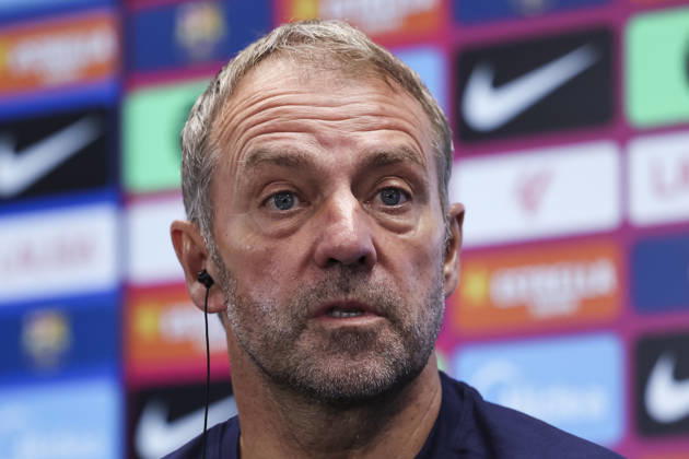 August 26, 2026, Sant Joan Despi, Barcelona, Spain: Hansi Flick, head coach of FC Barcelona, Barca attends his press conference, PK, Pressekonferenz during the training day of FC Barcelona ahead the Spanish League, LaLiga EA Sports, football match against Athletic Club at Ciudad Esportiva Joan Gamper on August 26, 2026 in Sant Joan Despi, Barcelona, Spain. FC Barcelona Training And Press Conference - LaLiga EA Sports  - ZUMAa181 20260826_zaa_a181_052 Copyright: xJavierxBorregox