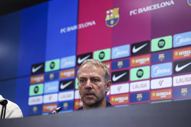 August 26, 2026, Sant Joan Despi, Barcelona, Spain: Hansi Flick, head coach of FC Barcelona, Barca attends his press conference, PK, Pressekonferenz during the training day of FC Barcelona ahead the Spanish League, LaLiga EA Sports, football match against Athletic Club at Ciudad Esportiva Joan Gamper on August 26, 2026 in Sant Joan Despi, Barcelona, Spain. FC Barcelona Training And Press Conference - LaLiga EA Sports  - ZUMAa181 20260826_zaa_a181_053 Copyright: xJavierxBorregox
